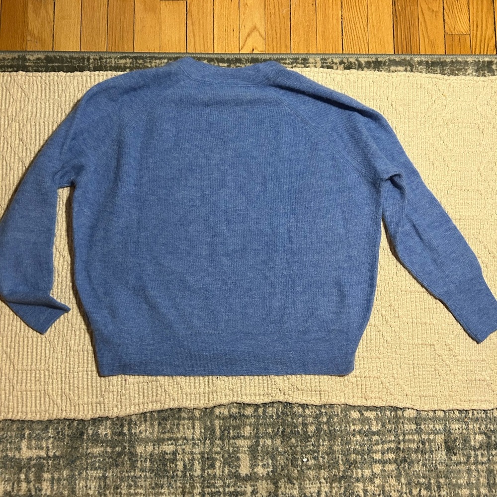 Madewell XXL Blue V-Neck Alpaca Blend Sweater - Picture 4 of 5